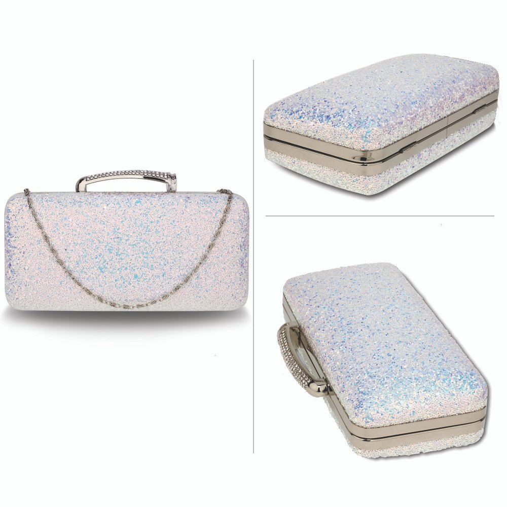 Wholesale Silver Glitter Evening Wedding Clutch Bag AGC00368