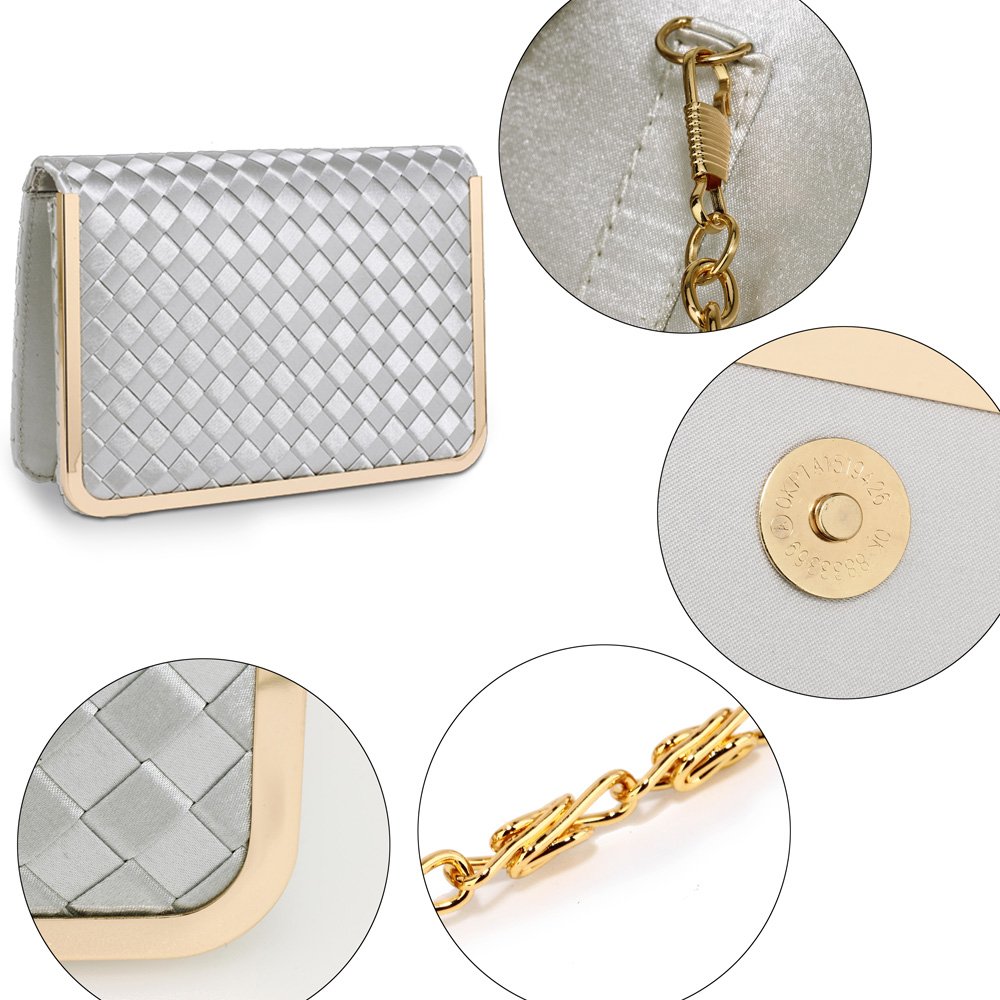 Wholesale Silver Flap Evening Clutch Bag AGC00369