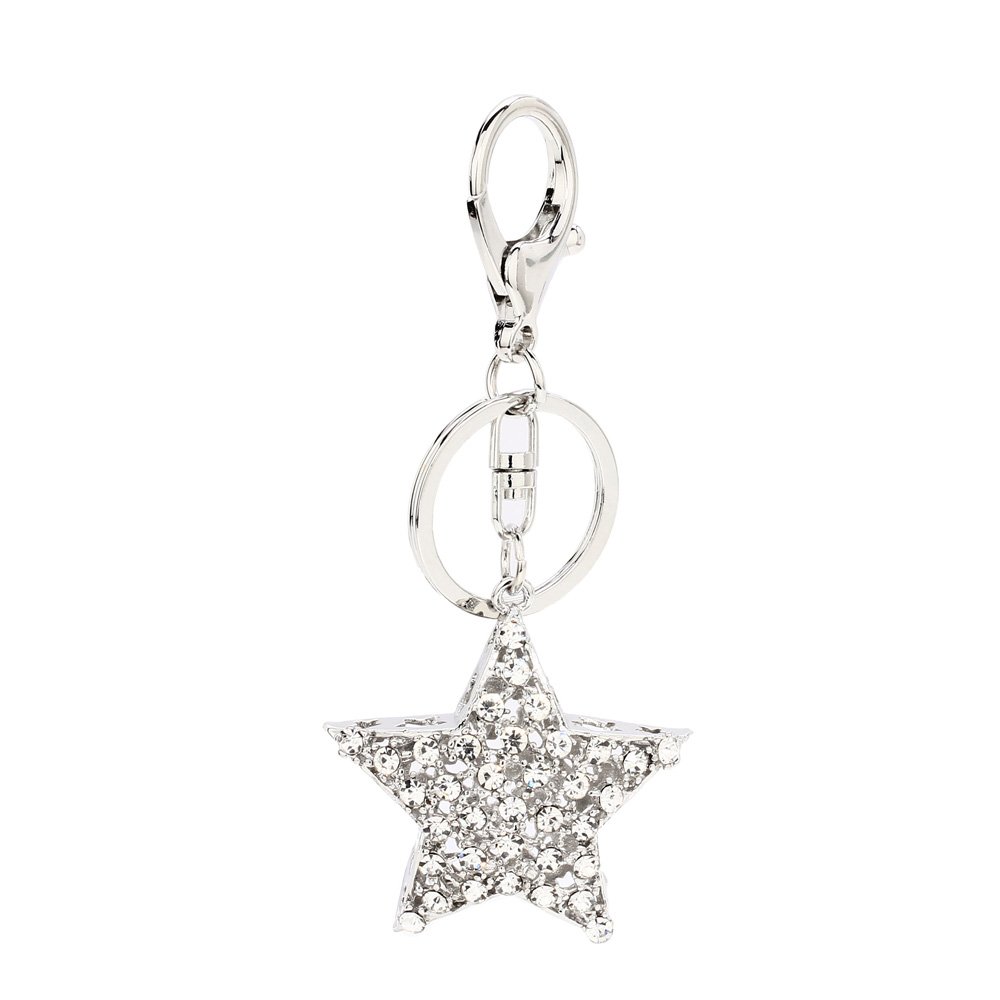 Wholesale Silver Metal Crystal Star Bag Charm AGCK1044