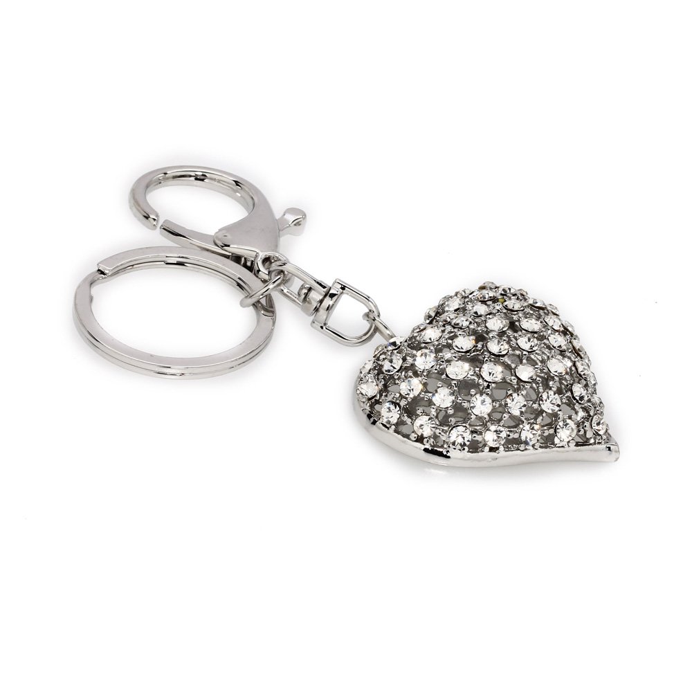 Wholesale Silver Metal Crystal Heart Bag Charm AGCK1045