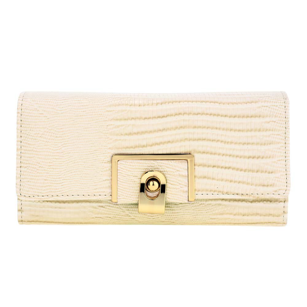 Wholesale Beige Flap Purse With Gold Metal Work AGP1092