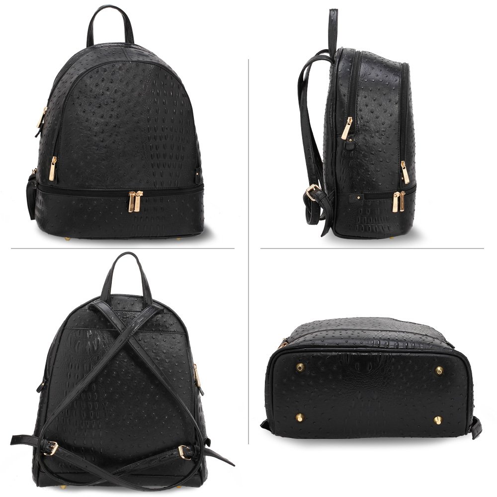Wholesale Black Croc Print Backpack School Bag AG00171A