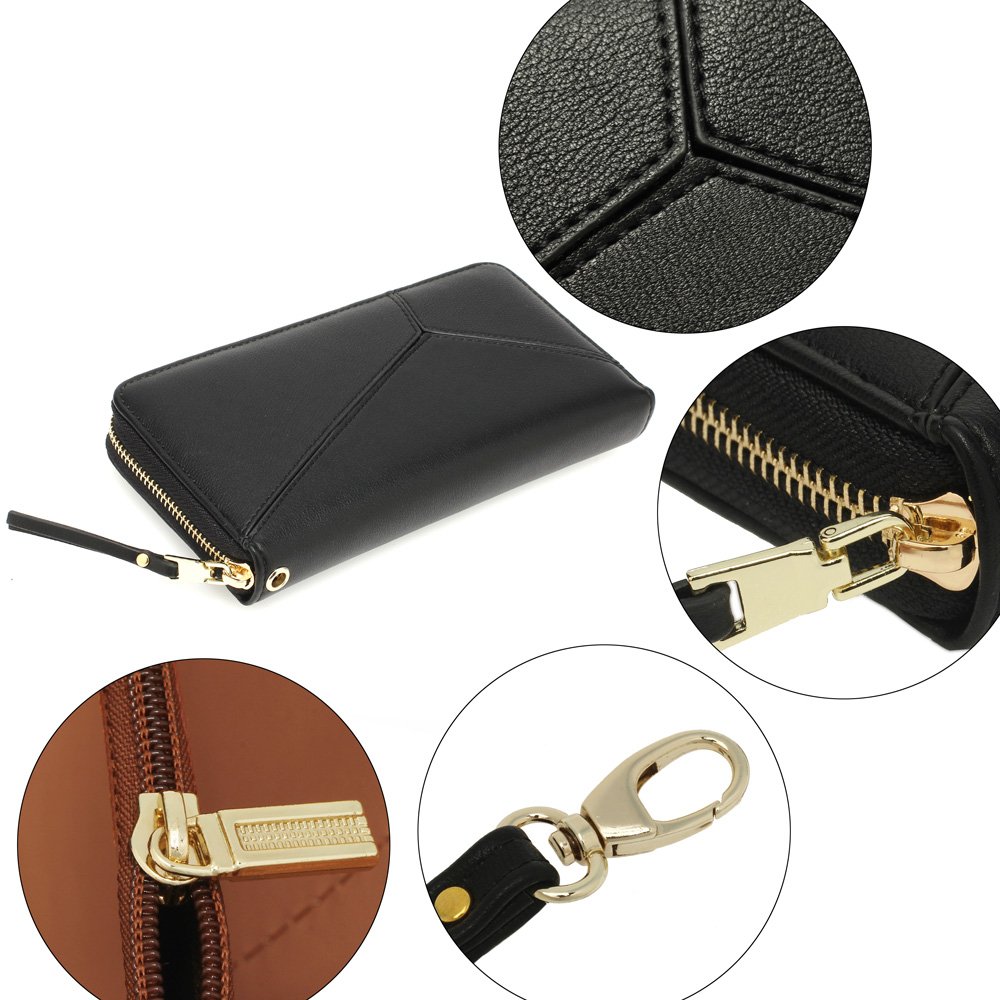 black purse with wallet