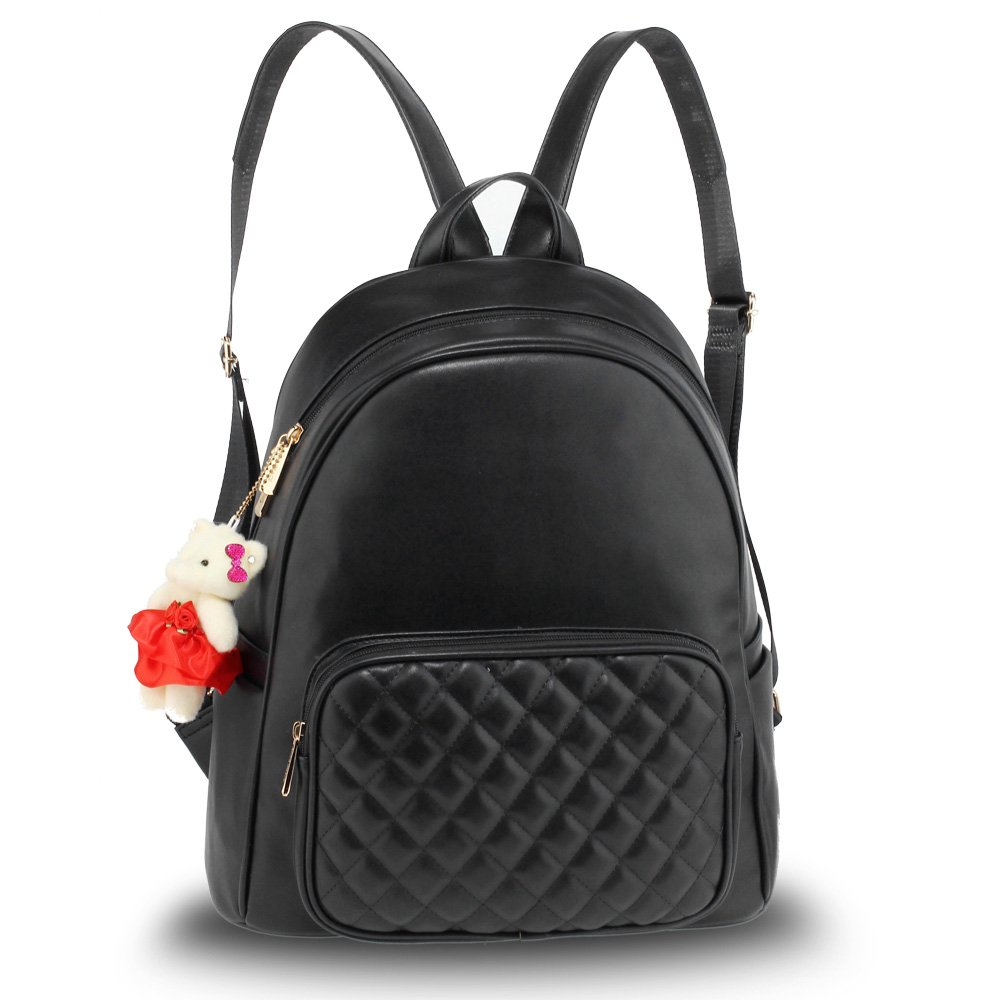 Wholesale Black Backpack Rucksack School Bag With Bag Charm AG00674