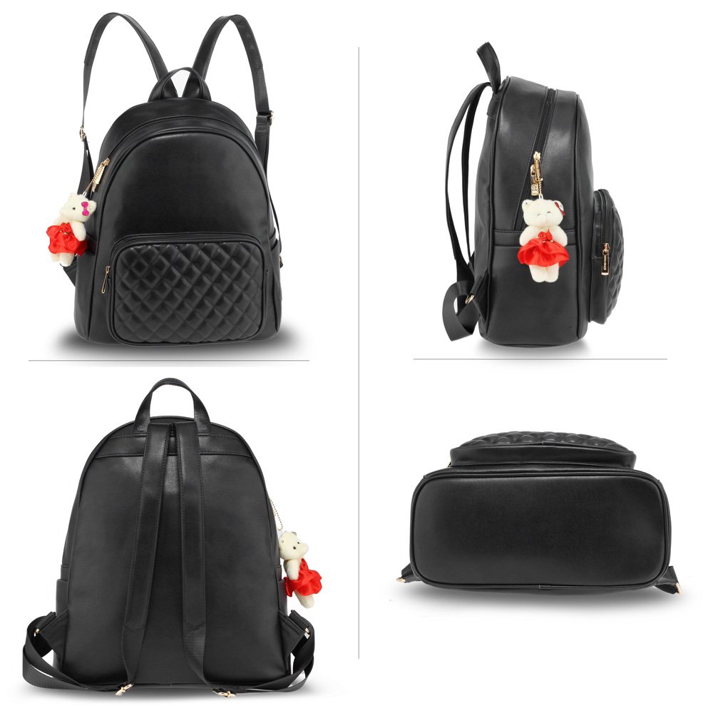 Wholesale Black Backpack Rucksack School Bag With Bag Charm AG00674