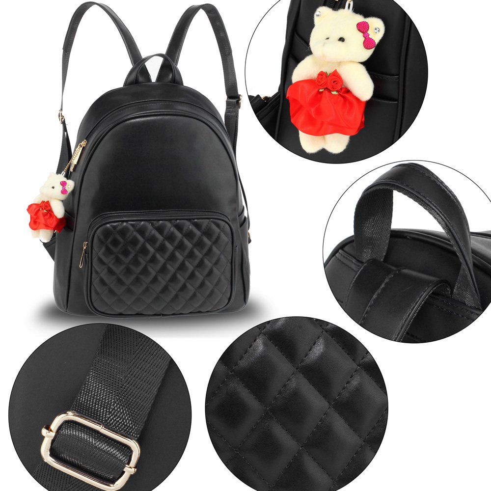 Wholesale Black Backpack Rucksack School Bag With Bag Charm AG00674