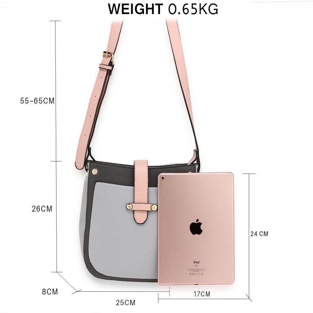Wholesale Dark Grey / Light Grey / Pink Cross Body Bag School Messenger
