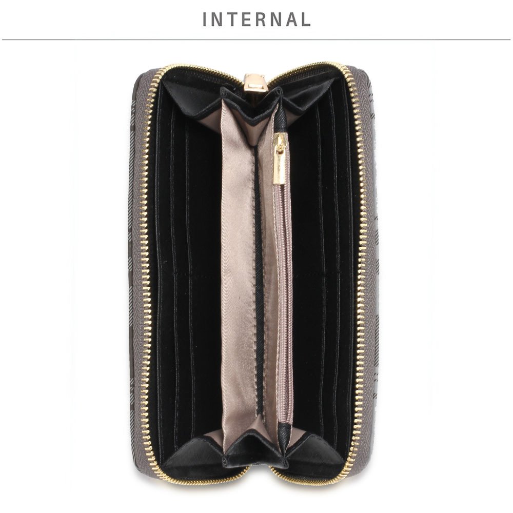 black purse with wallet