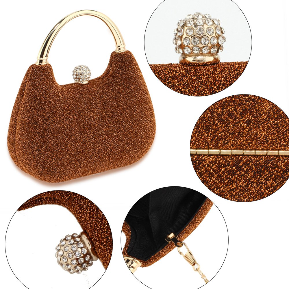 Wholesale Champagne Rhinestone Evening Wedding Clutch Bag AGC00367