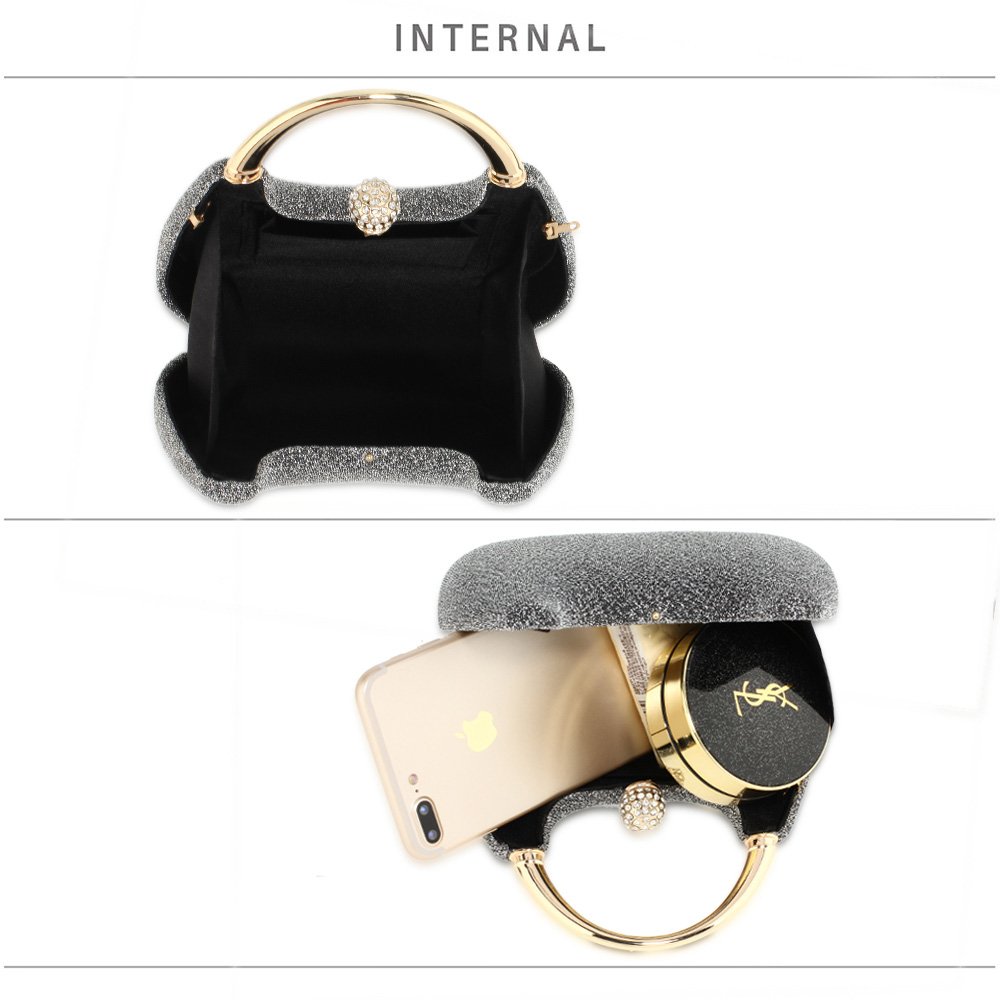 Wholesale Grey Rhinestone Evening Wedding Clutch Bag AGC00367