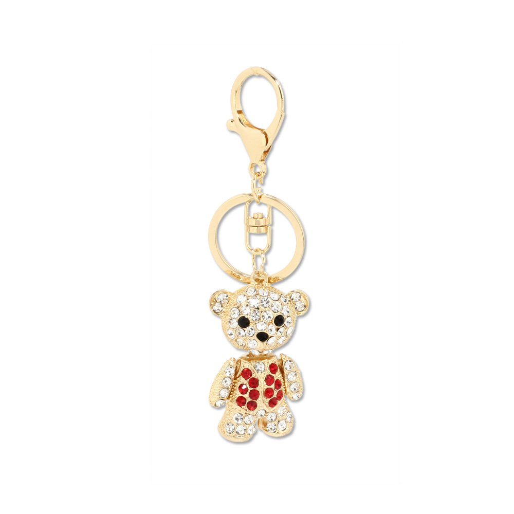 Wholesale Silver Plated Crystal Teddy Bear Bag Charm AAGCK1037