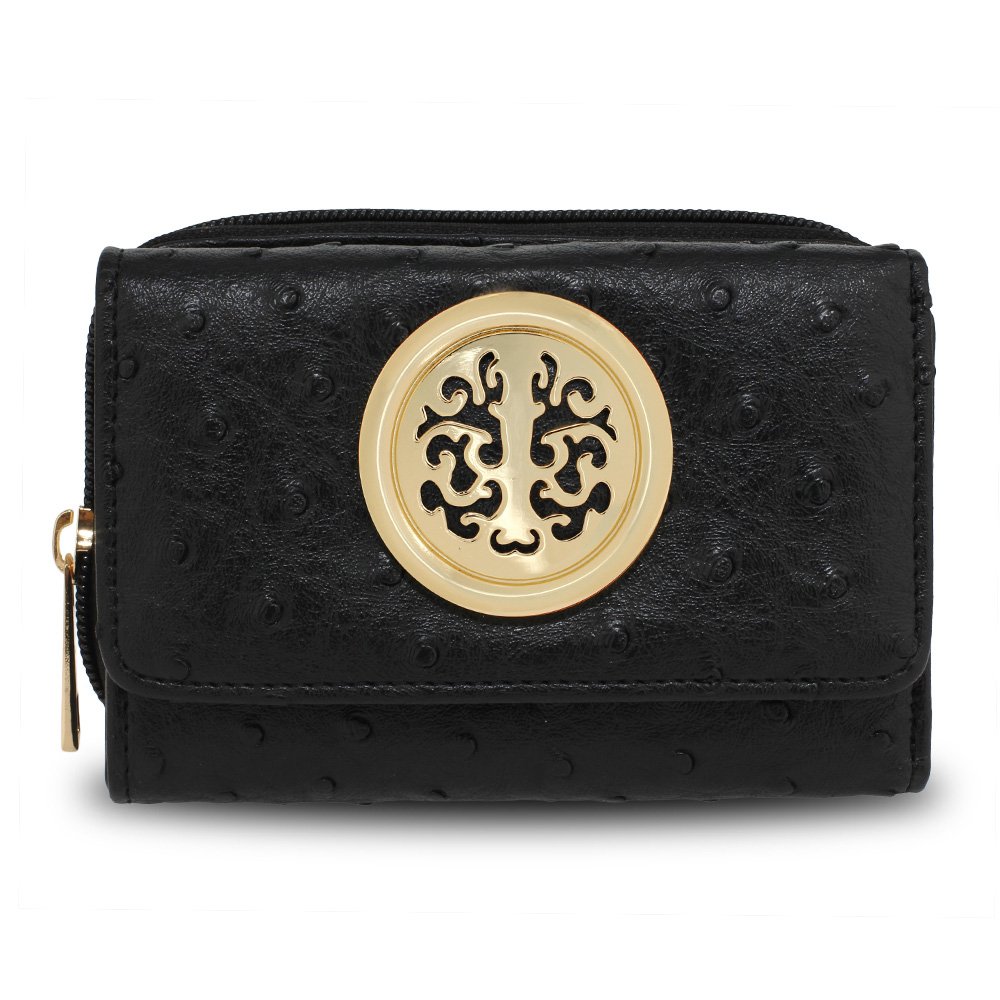 AGP5016 Black Ostrich Skin Effect Purse \ Wallet