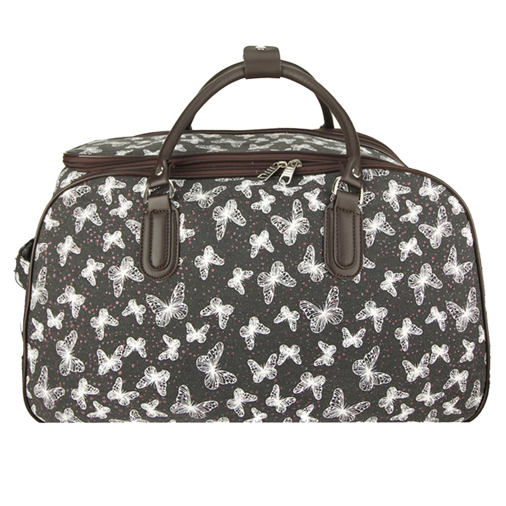 Wholesale Black Butterfly Travel Holdall Trolley Luggage With Wheels