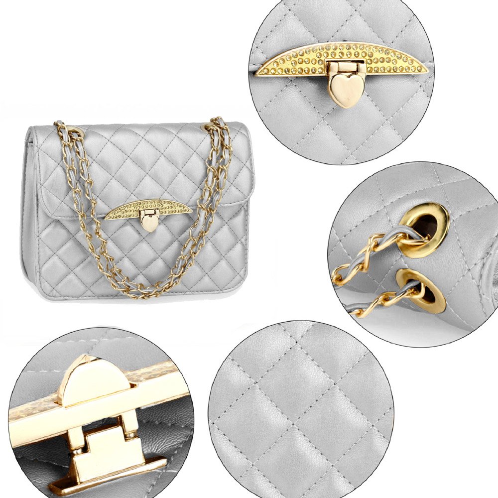 AG00668 - Silver Canvas Cross Body Bag School Messenger Shoulder Bag