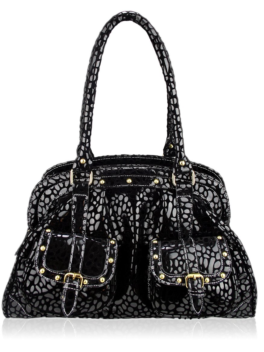 Sale ! Handbags on Sale LS00129 Black Animal Print Tote