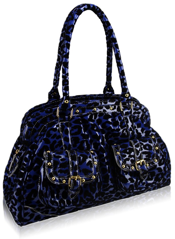 Shoulder Bags LS00129A Blue Animal Print Tote Shoulder Handbag