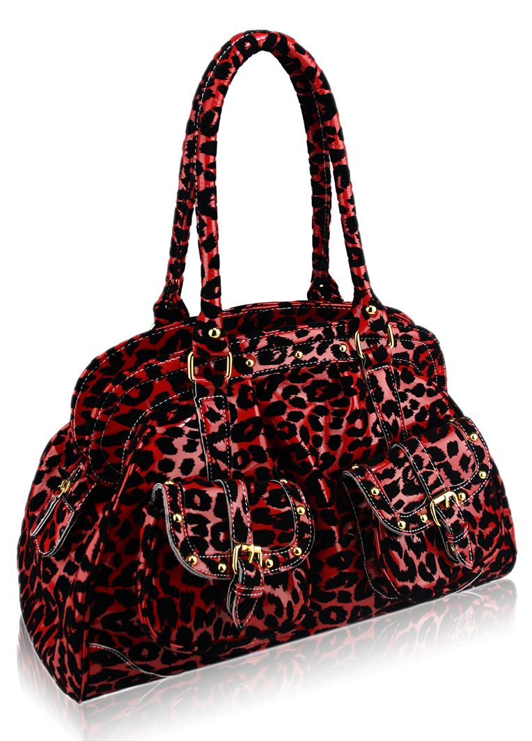 Sale ! :: Handbags on Sale :: LS00129A - Red Animal Print Tote Shoulder ...