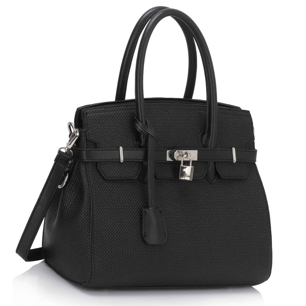 black tote bag with long strap