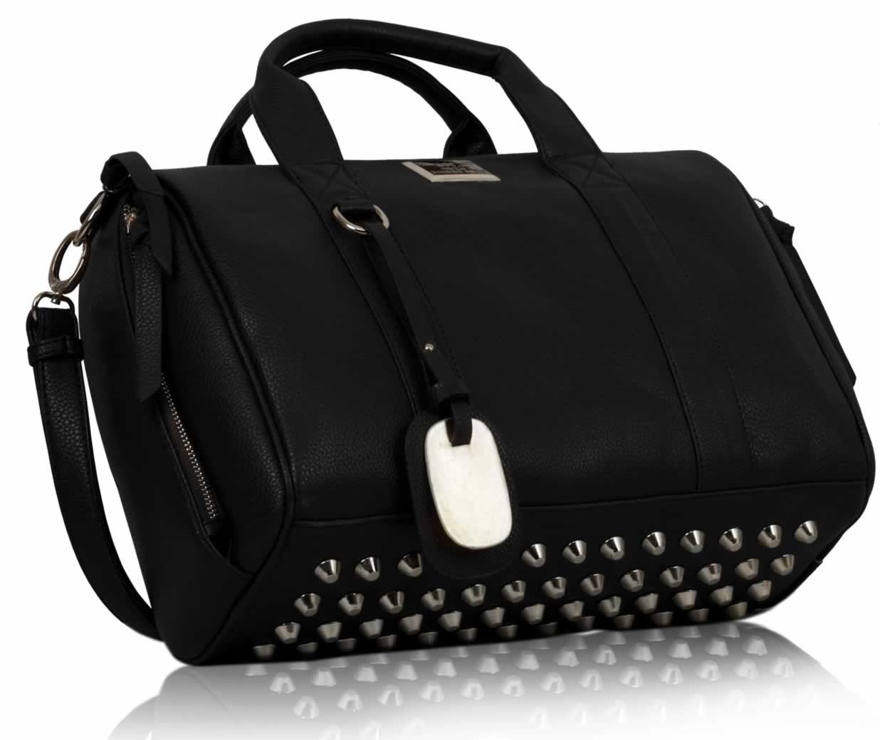 black tote bag with long strap