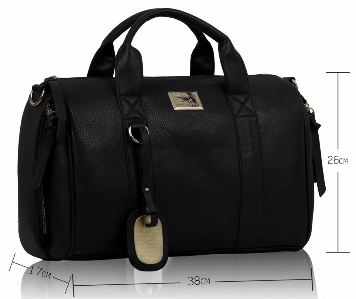 black tote bag with long strap