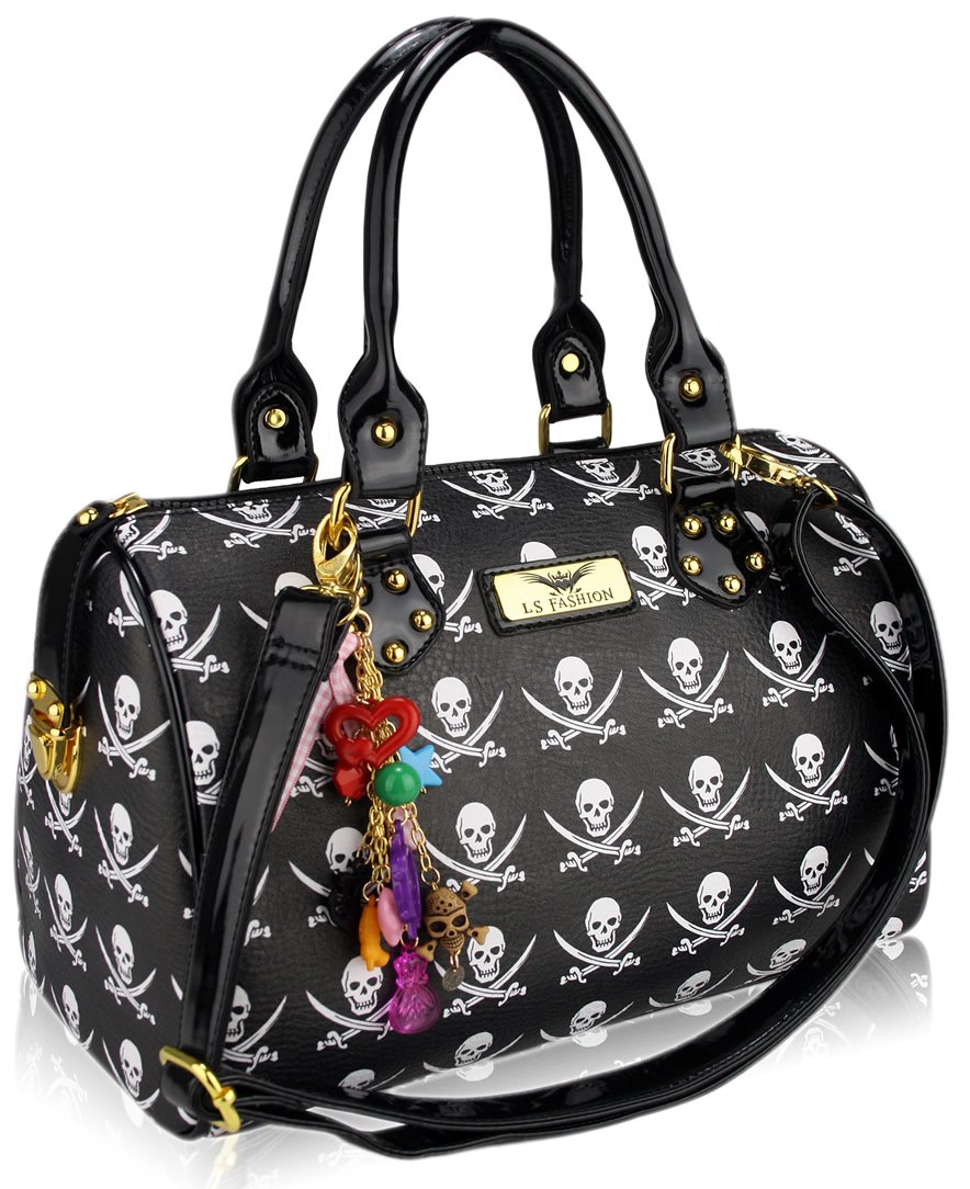 Wholesale L.S Black Pirate Skull and Crossed swords Handbag