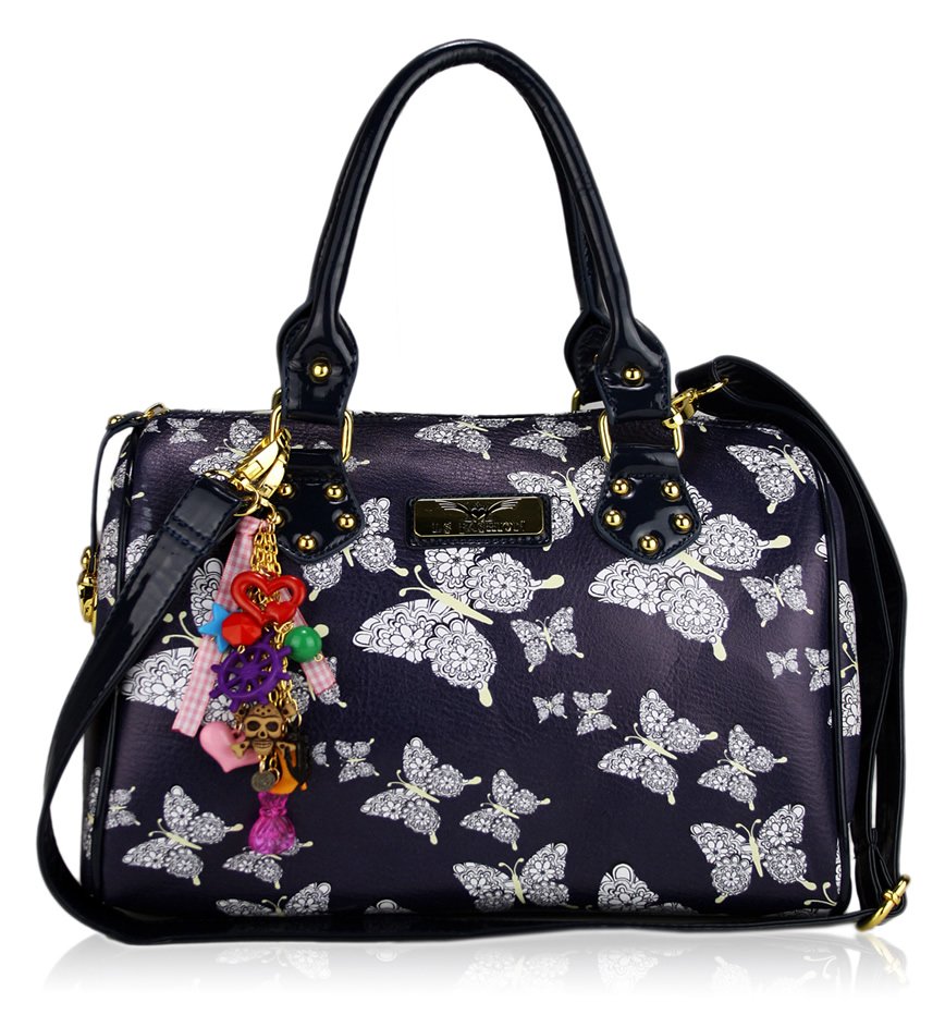 Wholesale bag - Navy Butterfly Tote Bag With Charm