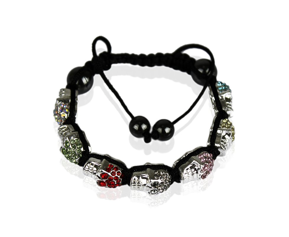 Wholesale Multi Coloured Skull Crystal Beads Bracelet