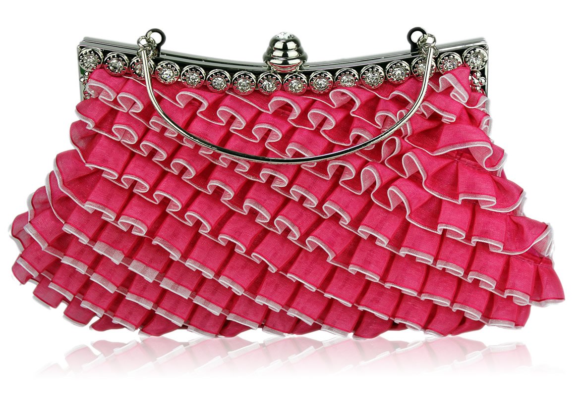 Wholesale Pink Sparkly Crystal Satin Clutch purse