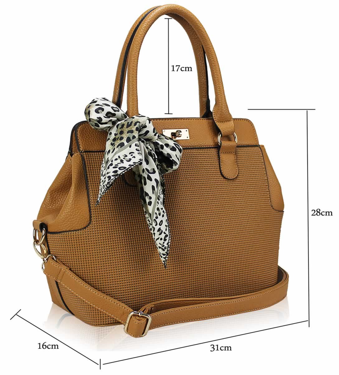 Wholesale Tan Fashion Scarf Tote Handbag