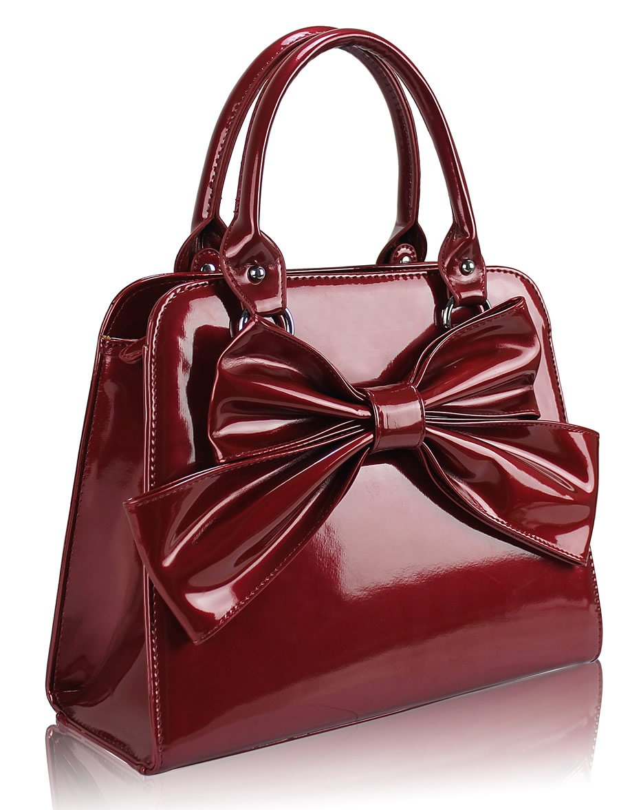Wholesale Red Patent Bow Tote Bag