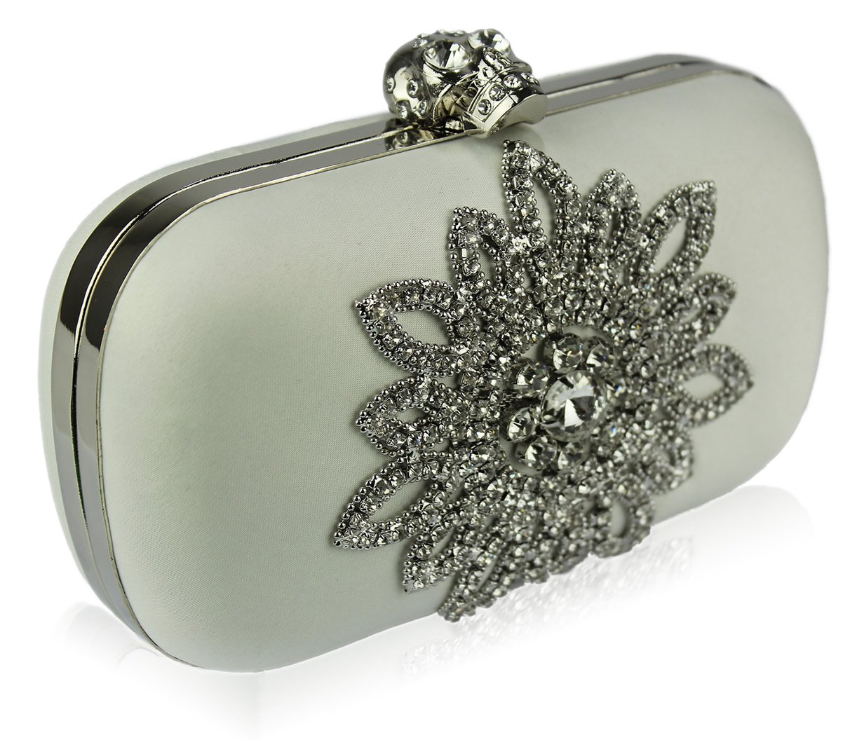 Wholesale & B2B Ivory Sparkly Crystal Satin Clutch purse Supplier