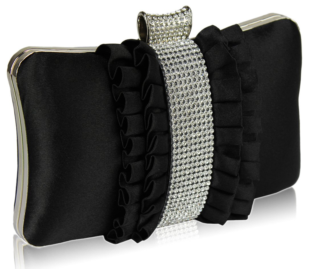 Wholesale Gorgeous Black Crystal Strip Clutch Evening Bag