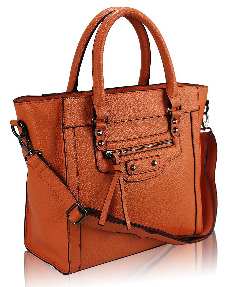 orange and black tote