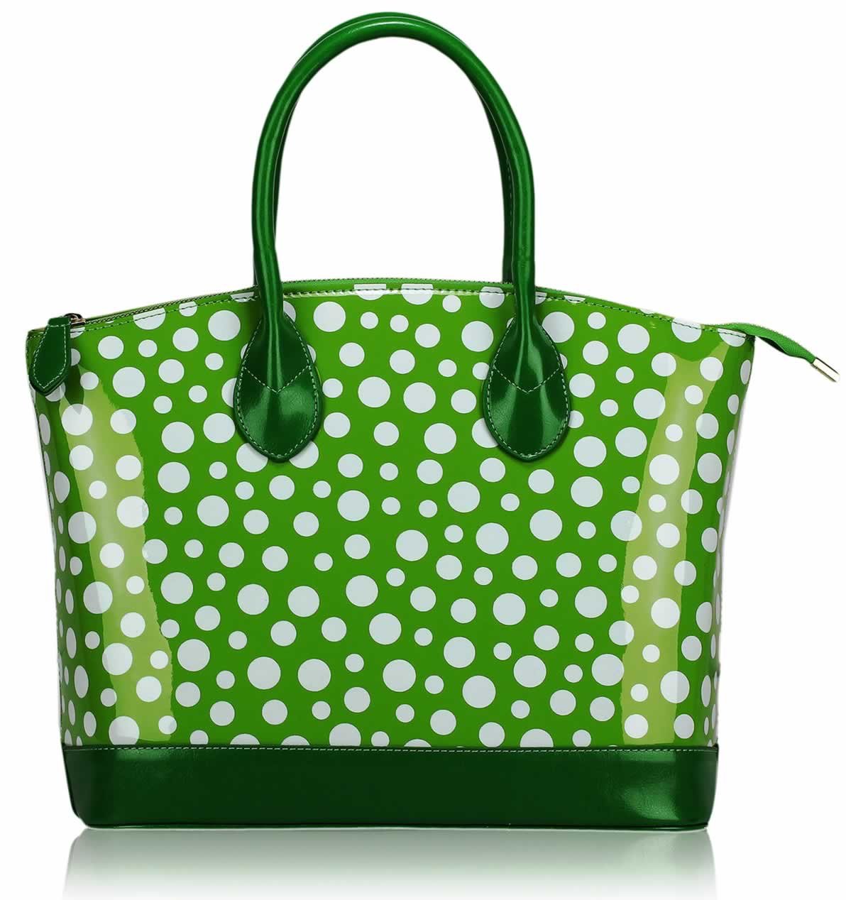 Wholesale Green Patent Polka Dot Tote Bag