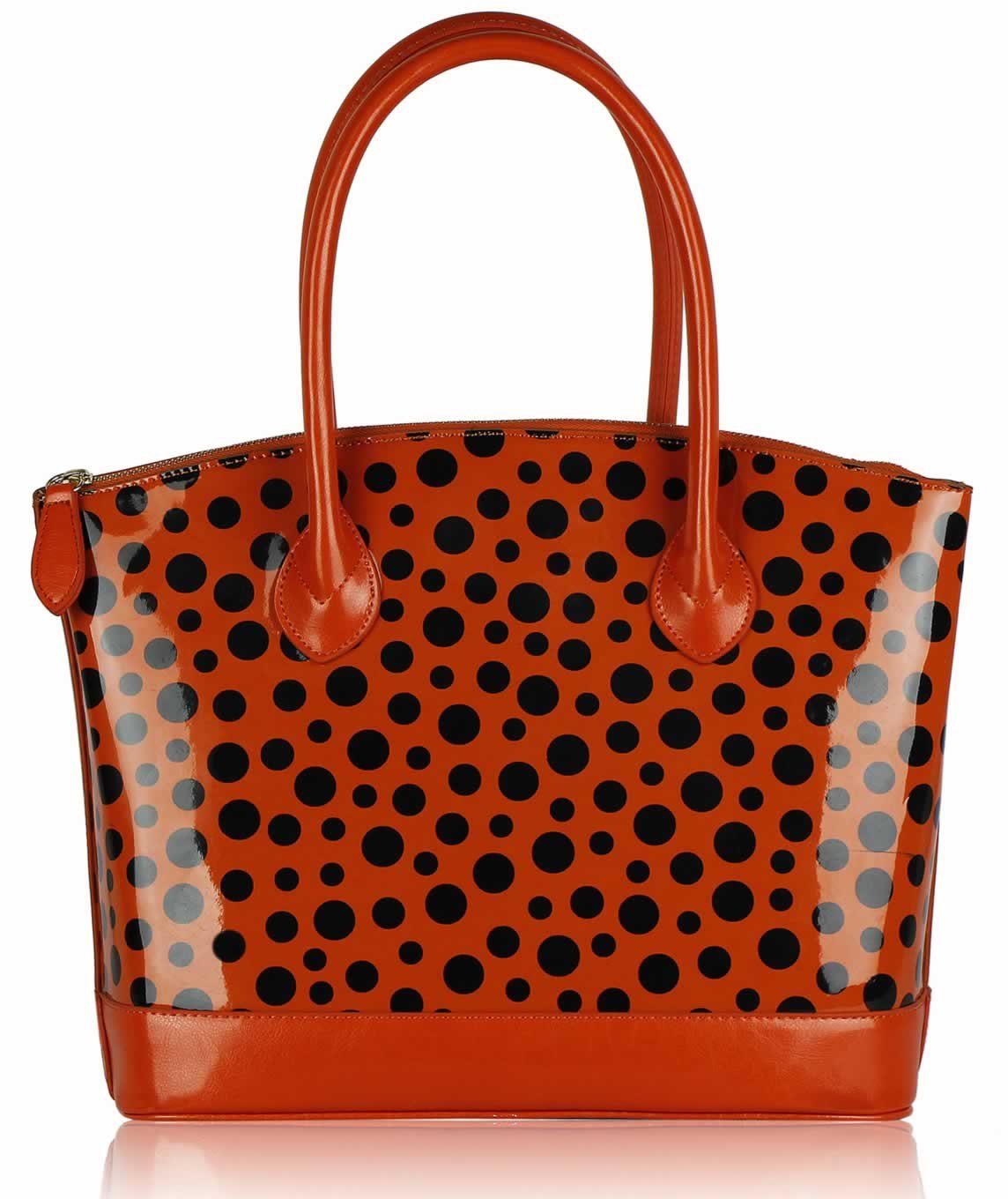Wholesale Orange Patent Polka Dot Tote Bag