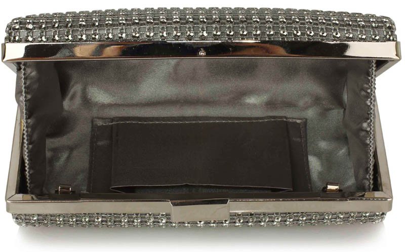 Wholesale Grey Sparkly Diamante Evening Clutch