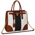 LS00336B - Wholesale & B2B Black /White / Brown Colour Block Tote Handbag Supplier & Manufacturer