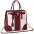 LS00336B - Wholesale & B2B Burgundy /White Colour Block Tote Handbag Supplier & Manufacturer