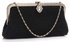 LSE00320 - Black Beaded Crystal Clutch Bag