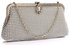 LSE00320 - Silver Beaded Crystal Clutch Bag