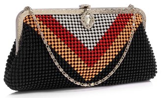 LSE00320 - Multi A Beaded Crystal Clutch Bag