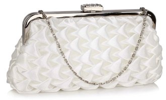 LSE00321- Ivory Wave Folds Evening Clutch Bag