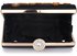 LSE00322- Black Satin Clutch Evening Bag