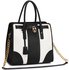 LS00336B - Black /White Colour Block Tote Handbag