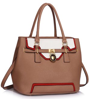 LS00492 - Nude /White Lock Belt Bag