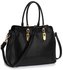LS00418A - Black Women's Tote Bag With Polished Hardware