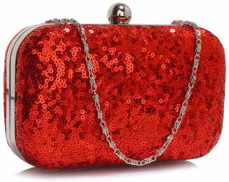 LSE00325 - Red Sequin Clutch Bag