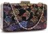 LSE00332 - Black Satin Clutch Evening Bag