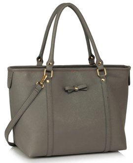 LS00507 - Grey Decorative Bow Tie Tote Shoulder Bag