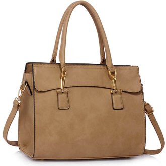 LS00342 - Wholesale & B2B Taupe Women's Tote Bag With Polished Hardware Supplier & Manufacturer